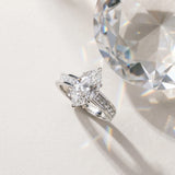 White gold Marquise Solitaire Diamond Ring with Channel-Set Band and Four-Prong Setting_16