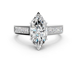White gold Marquise Solitaire Diamond Ring with Channel-Set Band and Four-Prong Setting_23