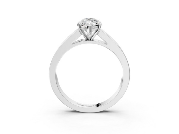 White gold Marquise Solitaire Diamond Ring with Channel-Set Band and Four-Prong Setting