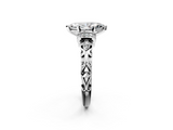 White gold Marquise Solitaire Diamond Ring with Filigree Band and Four-Prong Setting_81