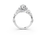 White gold Marquise Solitaire Diamond Ring with Filigree Band and Four-Prong Setting_82