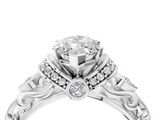 White gold Marquise Solitaire Diamond Ring with Filigree Band and Four-Prong Setting_83