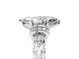 White gold Marquise Solitaire Diamond Ring with Filigree Band and Four-Prong Setting_84