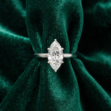 White gold Marquise Solitaire Diamond Ring with Four-Prong Setting and Classic Band_16