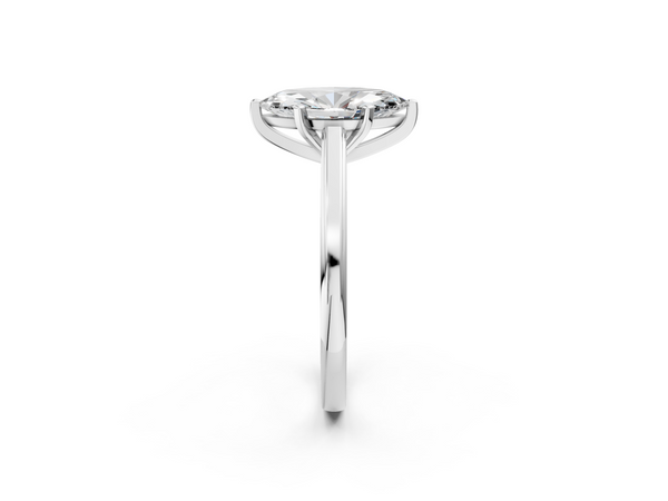White gold Marquise Solitaire Diamond Ring with Four-Prong Setting and Classic Band