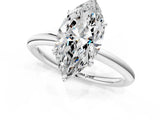 White gold Marquise Solitaire Diamond Ring with Four-Prong Setting on a Plain Band_21