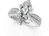 White gold Marquise Solitaire Diamond Ring with Milgrain Pavé Band and Four-Prong Setting_137