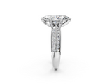 White gold Marquise Solitaire Diamond Ring with Milgrain Pavé Band and Four-Prong Setting_138