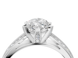 White gold Marquise Solitaire Diamond Ring with Milgrain Pavé Band and Four-Prong Setting_140