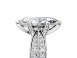 White gold Marquise Solitaire Diamond Ring with Milgrain Pavé Band and Four-Prong Setting_141