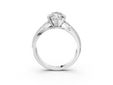 White gold Marquise Solitaire Diamond Ring with Milgrain Pavé Band and Four-Prong Setting_142