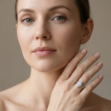 White gold Marquise Solitaire Diamond Ring with Milgrain and Black Enamel X Pattern Band_13
