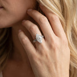 White gold Marquise Solitaire Diamond Ring with Milgrain and Black Enamel X Pattern Band_14