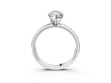 White gold Marquise Solitaire Diamond Ring with Milgrain and Black Enamel X Pattern Band_99