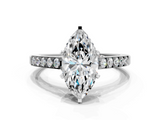 White gold Marquise Solitaire Diamond Ring with Pavé Band and Four-Prong Setting_141