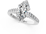 White gold Marquise Solitaire Diamond Ring with Pavé Band and Four-Prong Setting_142