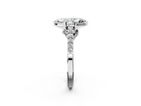 White gold Marquise Solitaire Diamond Ring with Pavé Band and Four-Prong Setting_143