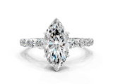 White gold Marquise Solitaire Diamond Ring with Pave Band and Four-Prong Setting_304