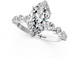 White gold Marquise Solitaire Diamond Ring with Pave Band and Four-Prong Setting_305