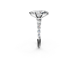 White gold Marquise Solitaire Diamond Ring with Pave Band and Four-Prong Setting_306