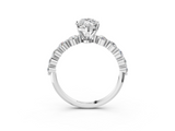 White gold Marquise Solitaire Diamond Ring with Pave Band and Four-Prong Setting_307