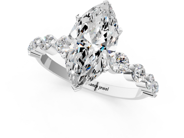 Sterling Silver Marquise Graduated Side Stone Engagement Ring Setting