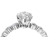 White gold Marquise Solitaire Diamond Ring with Pave Band and Four-Prong Setting_309