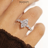 White gold Marquise Solitaire Diamond Ring with Pave Band and Four-Prong Setting_333