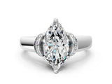 White gold Marquise Solitaire Diamond Ring with Pave Band and Six-Prong Setting_72