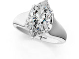 10K White Gold 2.03 Carat E VVS2 Marquise Diamond Solitaire Ring with Wide Band and Prong Setting