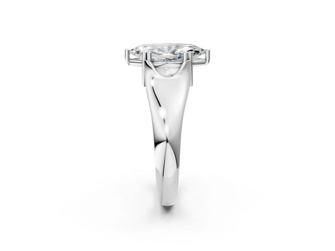 10K White Gold 2.03 Carat E VVS2 Marquise Diamond Solitaire Ring with Wide Band and Prong Setting