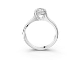 10K White Gold 2.03 Carat E VVS2 Marquise Diamond Solitaire Ring with Wide Band and Prong Setting