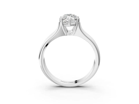 10K White Gold 2.03 Carat E VVS2 Marquise Diamond Solitaire Ring with Wide Band and Prong Setting