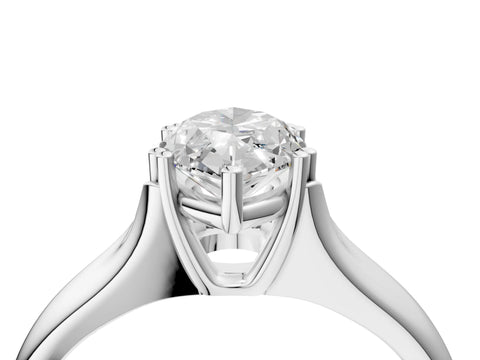 10K White Gold 2.03 Carat E VVS2 Marquise Diamond Solitaire Ring with Wide Band and Prong Setting