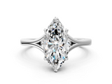 White gold Marquise Solitaire Diamond Ring with Six-Prong Setting and Tapered Band_22