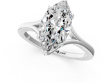 White gold Marquise Solitaire Diamond Ring with Six-Prong Setting and Tapered Band_25