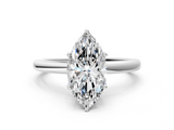White gold Marquise Solitaire Diamond Ring with Six-Prong Setting on a Classic Band_3