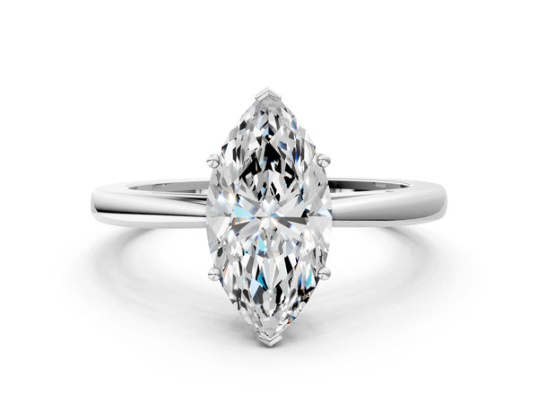 White Gold Marquise Cathedral Solitaire Engagement Ring Setting with Open Shoulders