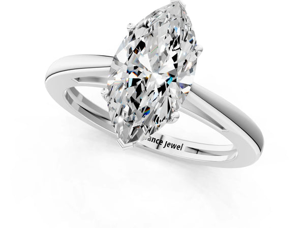 White Gold Marquise Cathedral Solitaire Engagement Ring Setting with Open Shoulders