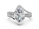 White gold Marquise Solitaire Diamond Ring with Split Shank and Prong Setting_142
