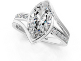 White gold Marquise Solitaire Diamond Ring with Split Shank and Prong Setting_150