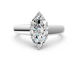 White gold Marquise Solitaire Diamond Ring with Tapered Band and Four-Prong Setting_49