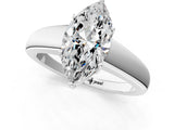 White gold Marquise Solitaire Diamond Ring with Tapered Band and Four-Prong Setting_50