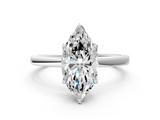 White gold Marquise Solitaire Diamond Ring with Thin Band and Four-Prong Setting_3