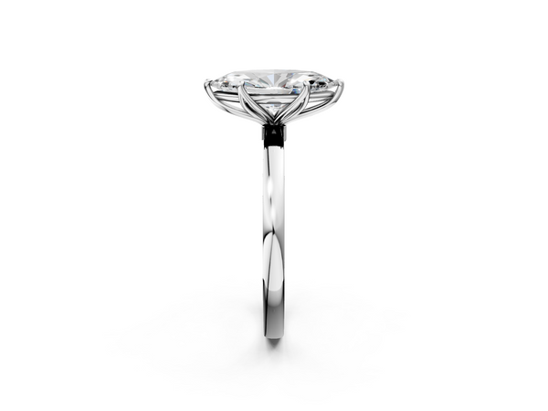 White gold Marquise Solitaire Diamond Ring with Thin Band and Four-Prong Setting