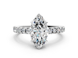 White gold Marquise Solitaire Diamond with Pavé Band and Four-Prong Setting_81