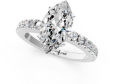 White gold Marquise Solitaire Diamond with Pavé Band and Four-Prong Setting_82
