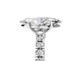 White gold Marquise Solitaire Diamond with Pavé Band and Four-Prong Setting_86