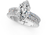 White gold Marquise Solitaire Diamond with Pave and Channel Set Band_112