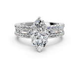 White gold Marquise Solitaire Diamond with Pave and Channel Set Band_112